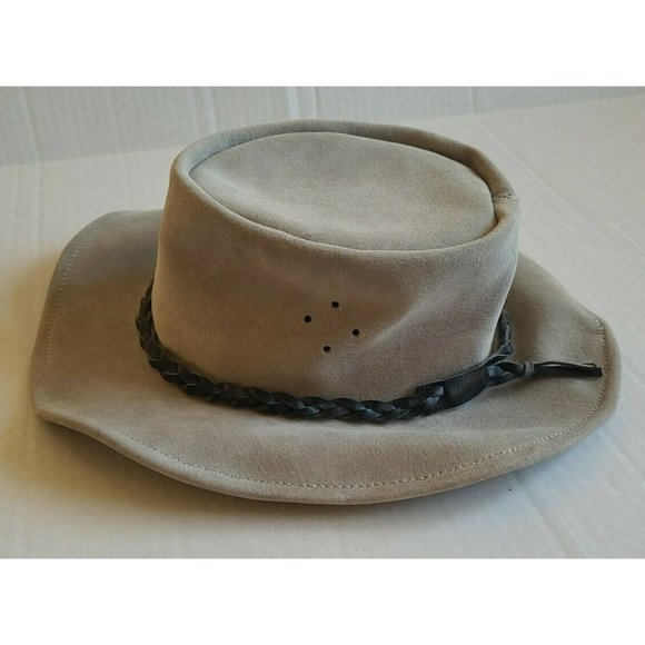 Walkabout Hats Gray Leather Outback Hat  -  Cowboy Hat Rodeo - Picture 2 of 8